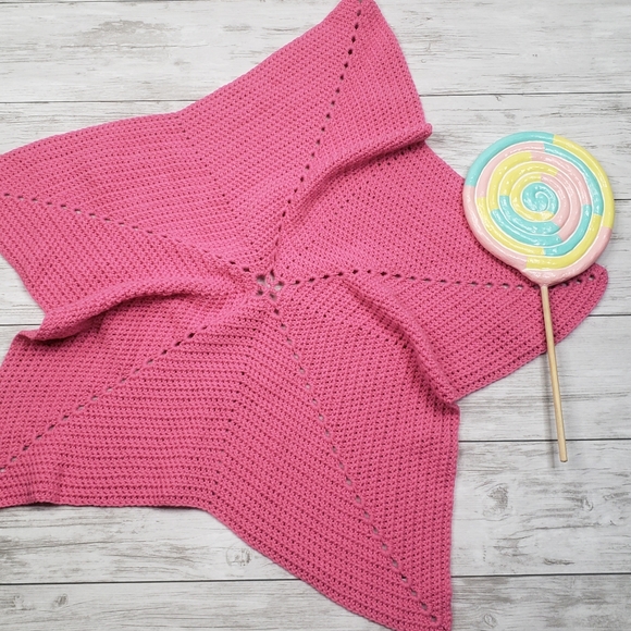 Baby Blanket Star Baby Girl Newborn Hand Crafted Crochet Heirloom Adorable - Picture 2 of 8